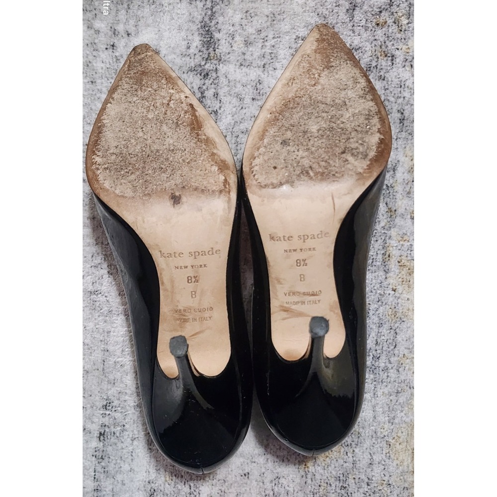 Kate Spade NY Licorice Black Patent Leather High-Heel Pointed-Toe Pumps Size 8.5 - Picture 8 of 8